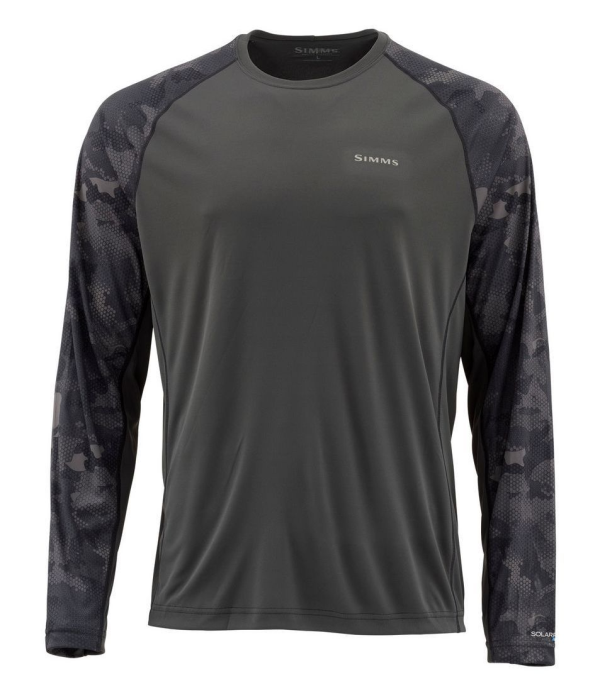 Simms SolarFlex Crewneck Print Hex Flo Camo Carbon Simms SolarFlex Crewneck Print Hex Flo Camo Carbon